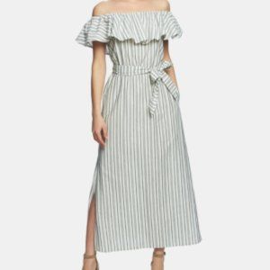 https://poshmark.com/listing/FLASH-S 1. State Stripe Off-the-shoulder Maxi Dress